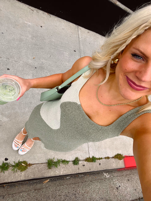 Stay Wavy Knit Dress// Olive